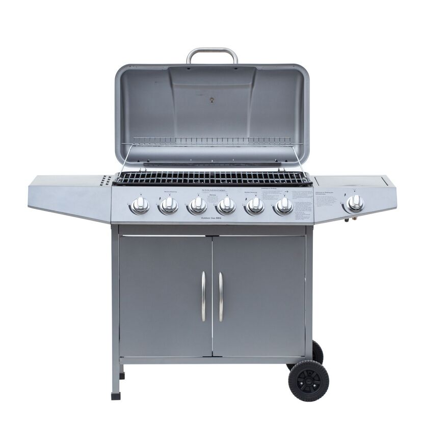 Gasgrill mit geöffnetem Deckel