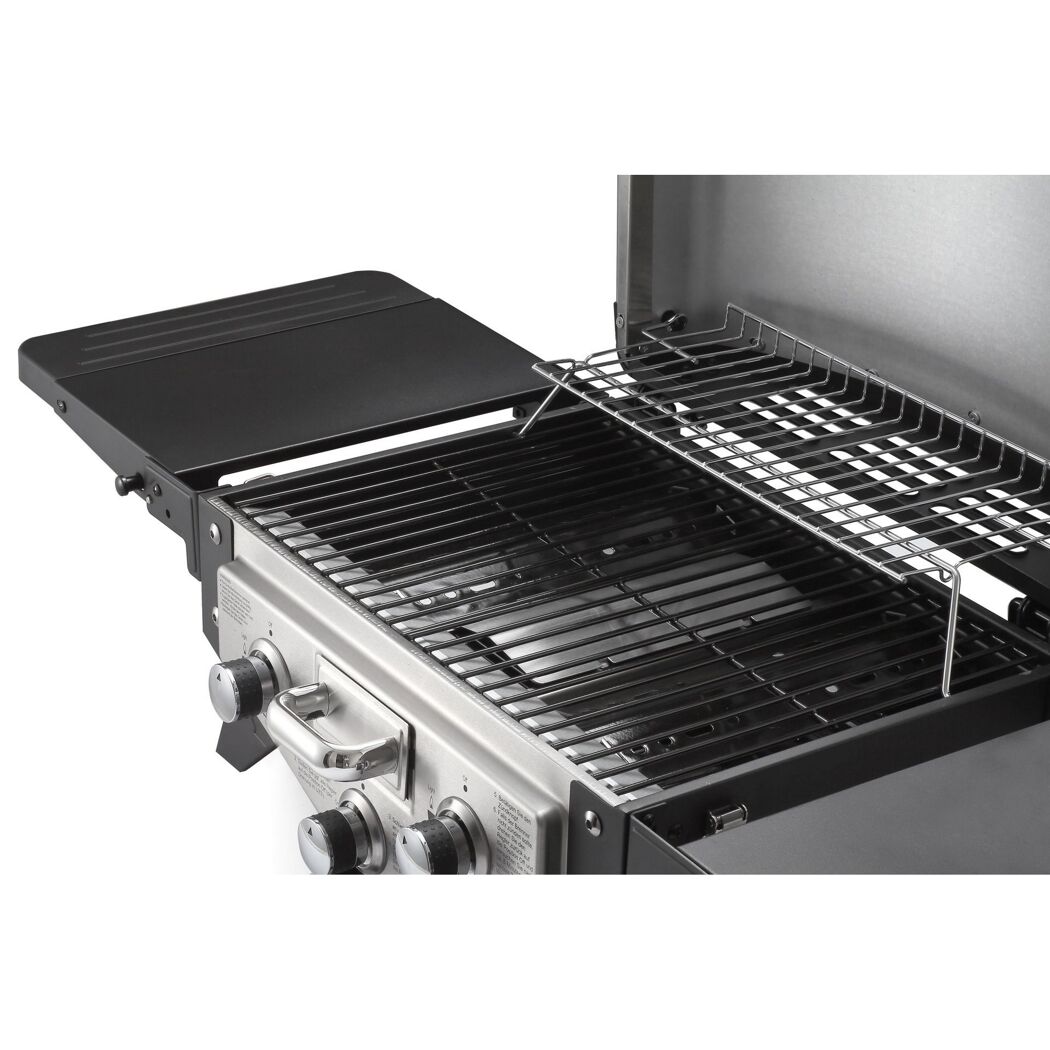 Gasgrill mit geöffnetem Deckel und Grillrost
