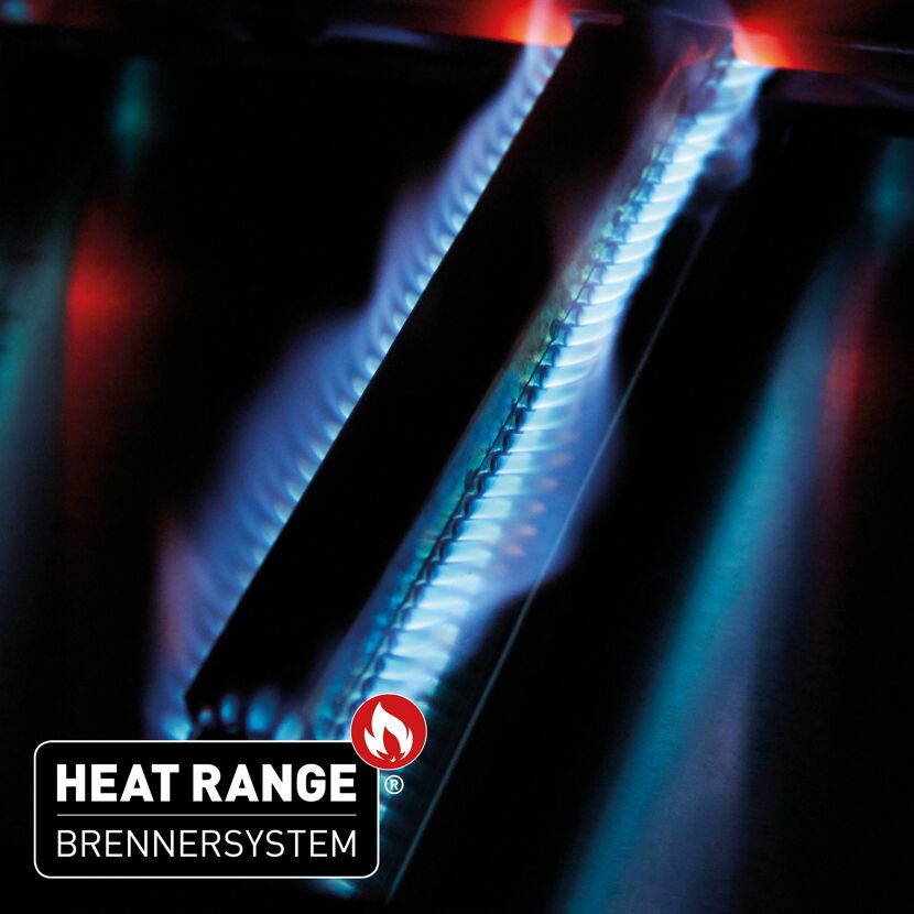 Blaue Gasflamme am Heat Range Brennersystem