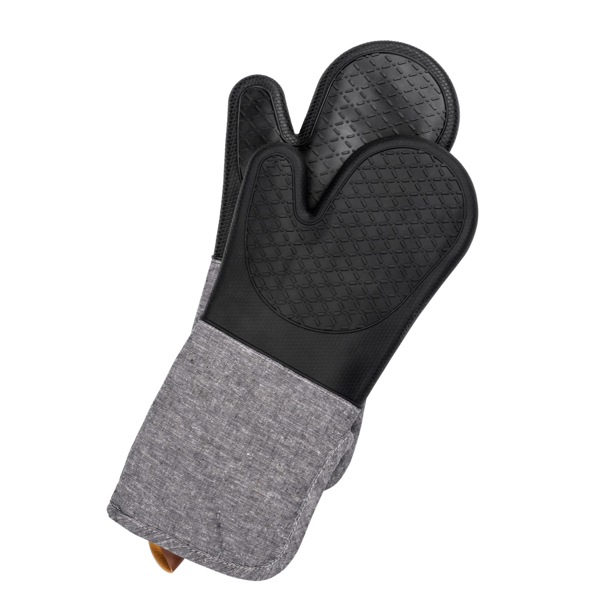 Zwei graue Topflappen mit Silikon