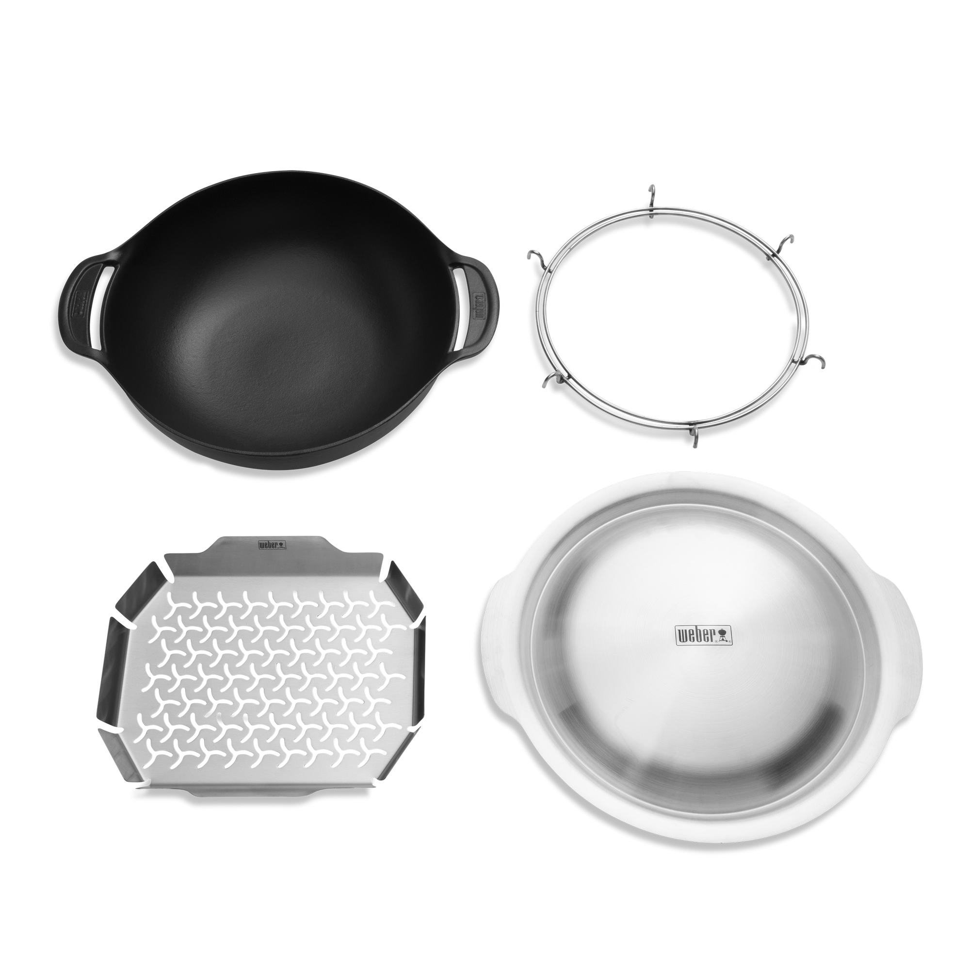 Wok und Dampfgarer 'Crafted' schwarz/silber 4-teilig