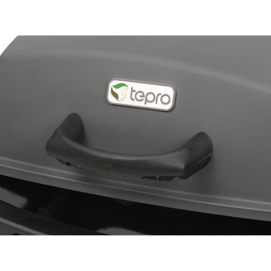 Grauer Tepro Elektrogrill, Detailansicht Griff