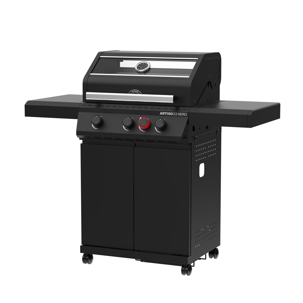 Schwarzer Gasgrill mit drei Brennern