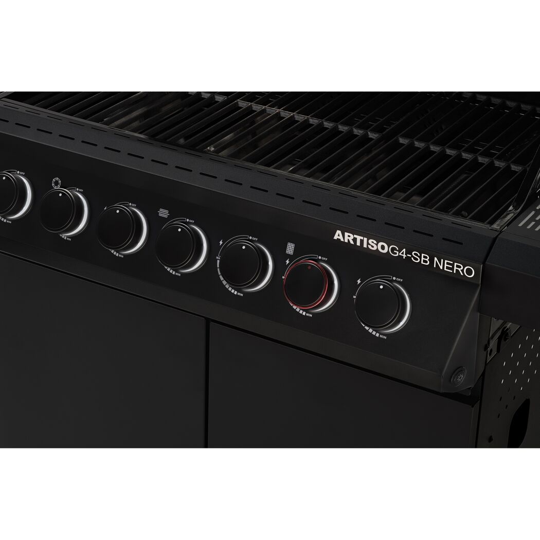 Schwarzer Gasgrill mit Bedienknebel