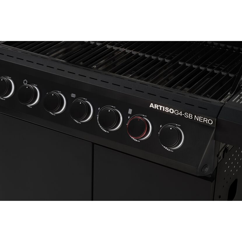 Schwarzer Gasgrill mit Bedienknebel
