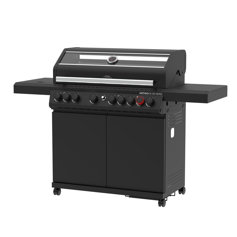 Schwarzer Gasgrill mit sechs Brennern
