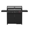 Schwarzer Gasgrill mit sechs Drehreglern