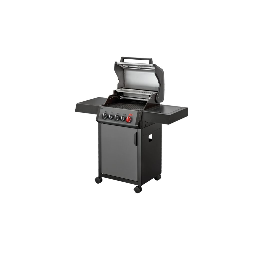 Gasgrill mit offenem Deckel