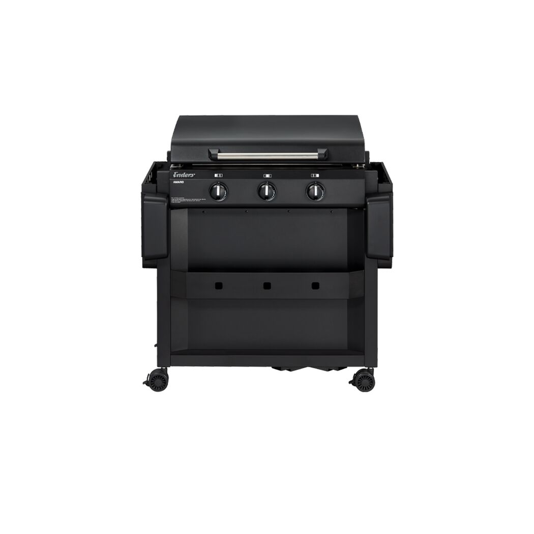 Schwarzer Gasgrill mit drei Brennern