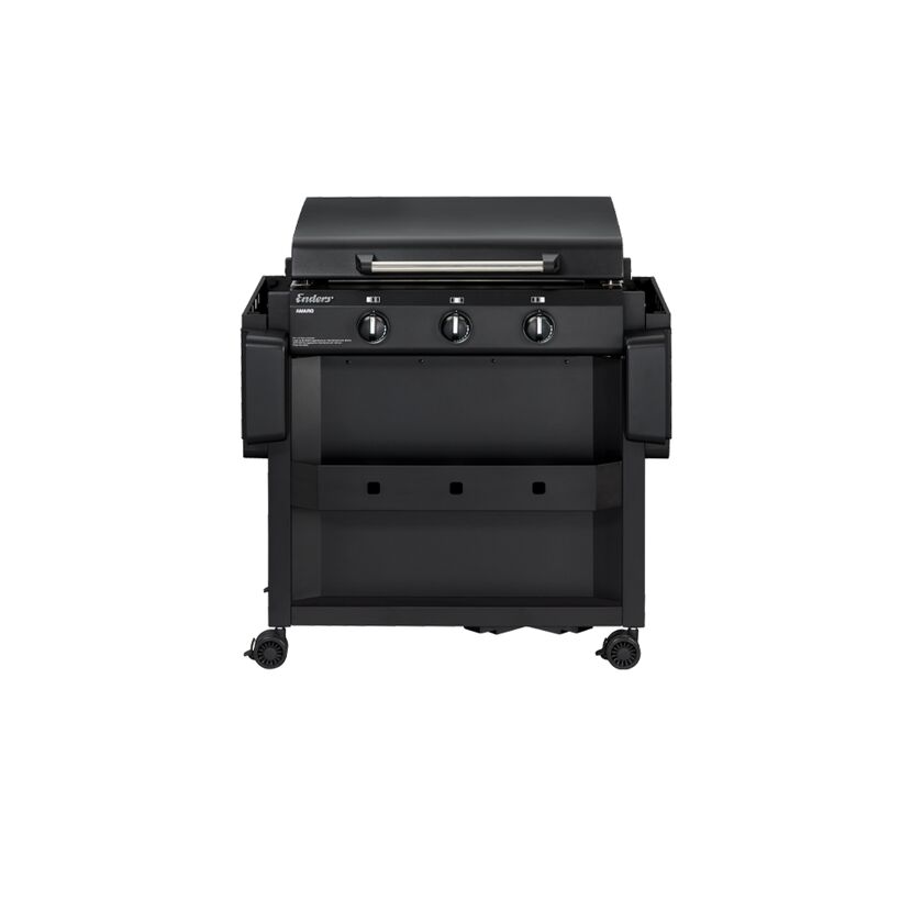Schwarzer Gasgrill mit drei Brennern
