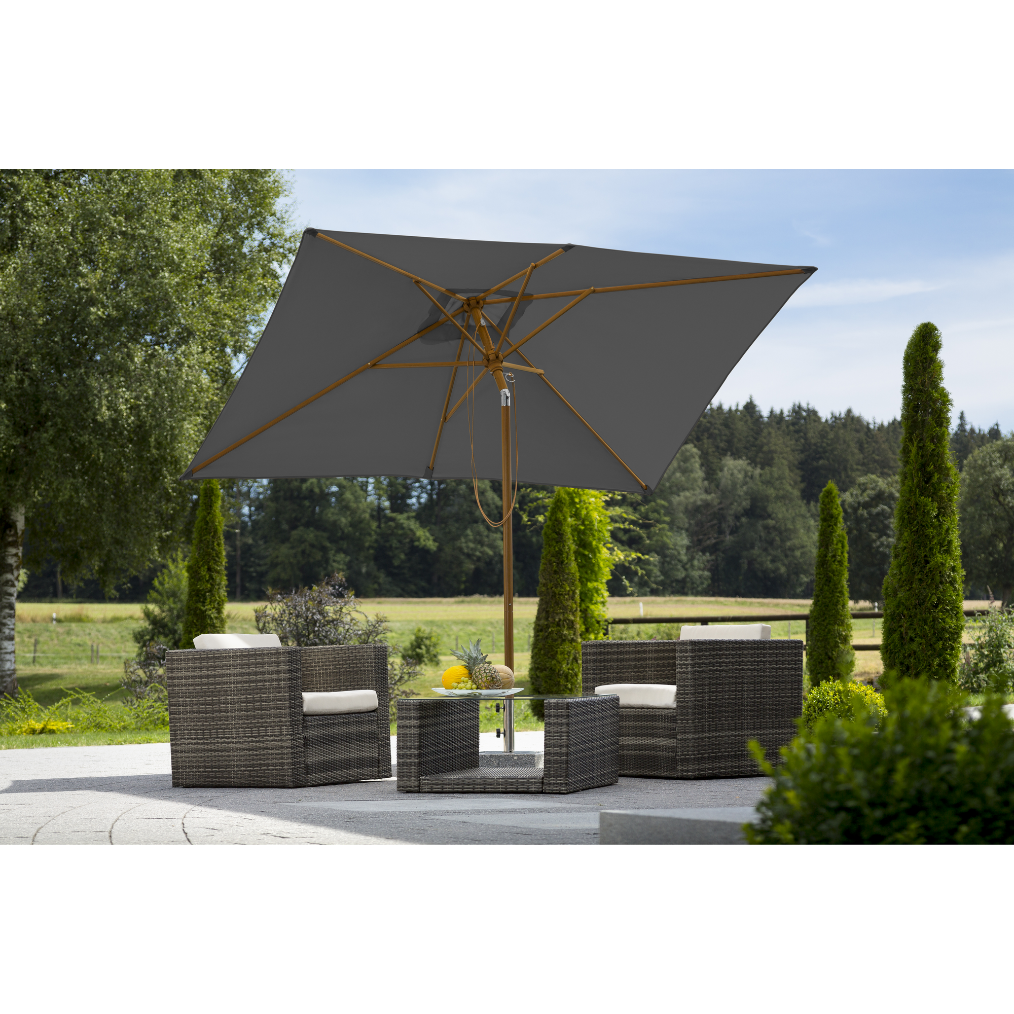 Rechteckschirm 'Malaga' anthrazit 300 x 200 cm