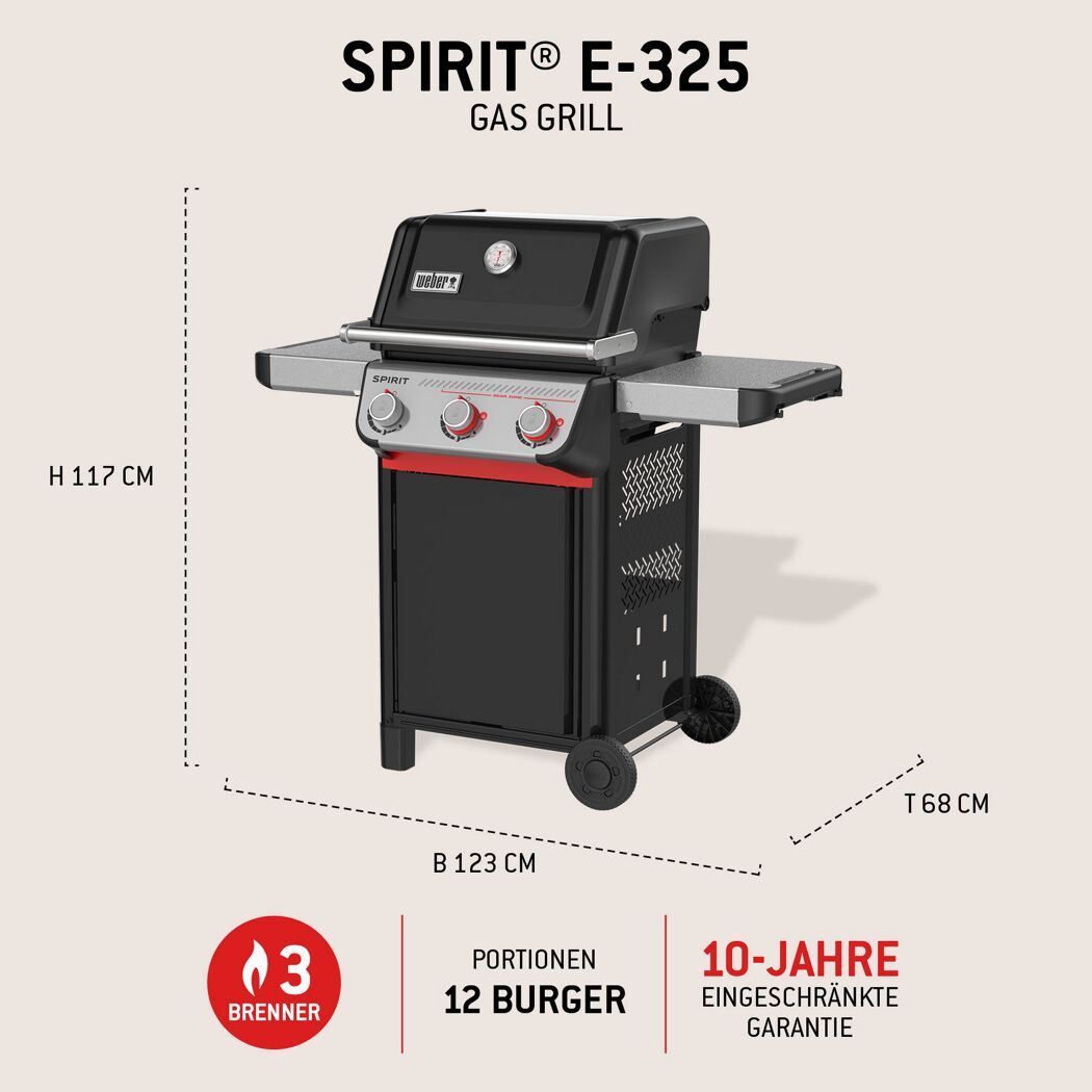 Gasgrill 'Spirit E-325 GBS' schwarz 123 x 117 x 67,5 cm