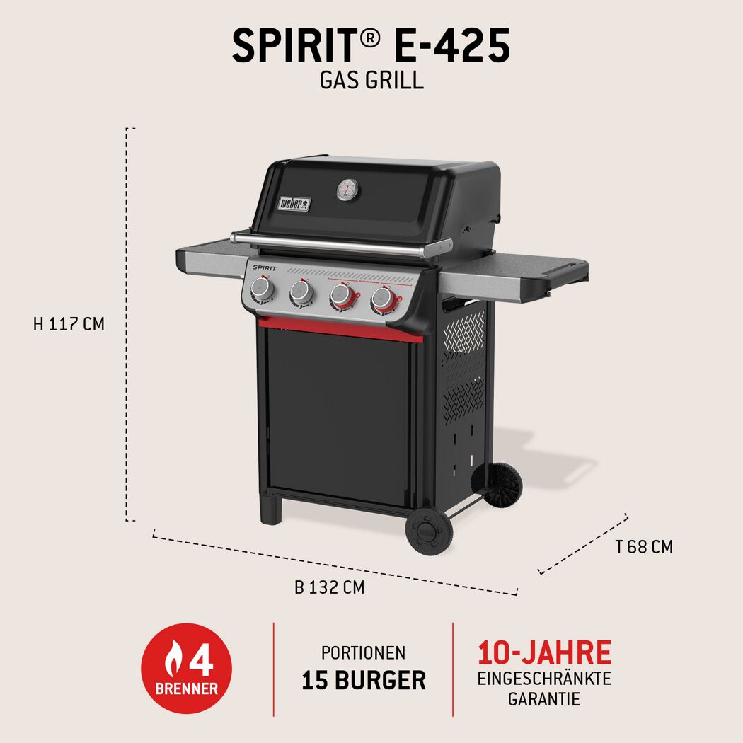 Gasgrill 'Spirit E-425 GBS' schwarz 123 x 117 x 68 cm