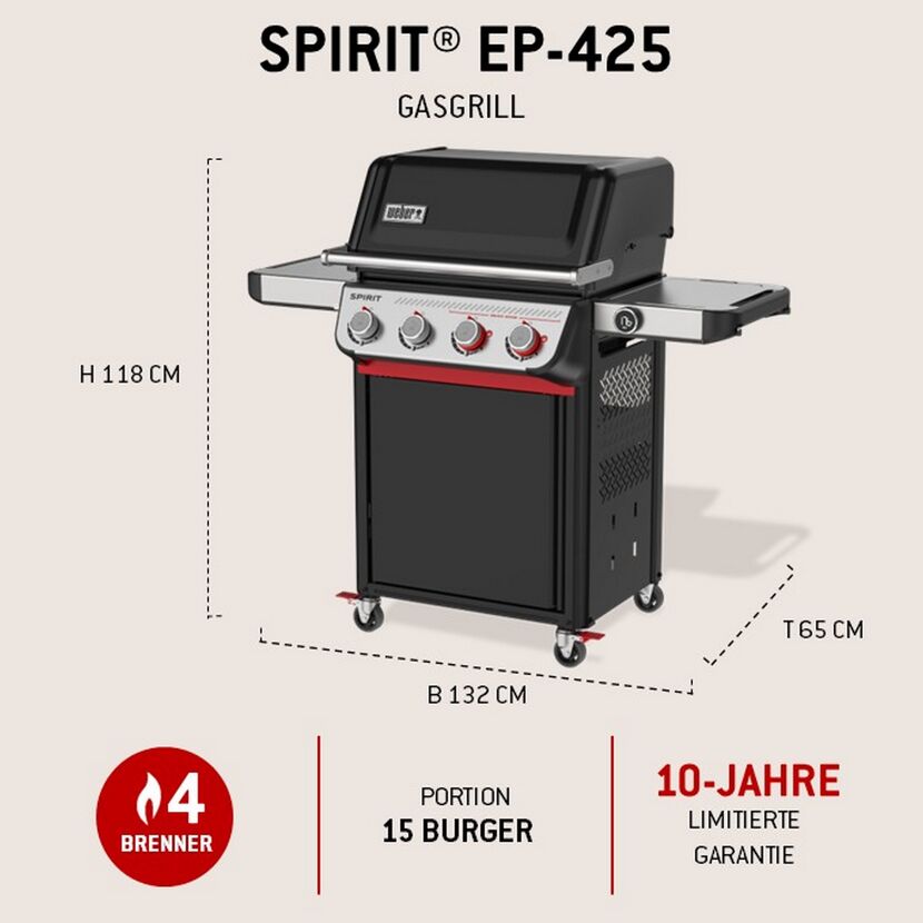 Gasgrill 'Spirit EP-425 GBS' schwarz 132 x 118 x 65 cm