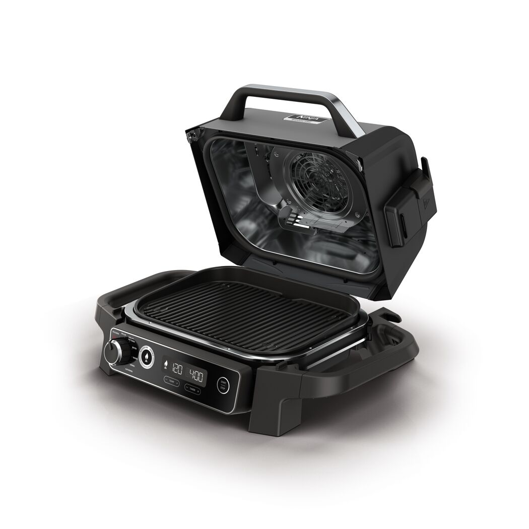 Elektrogrill mit offenem Deckel