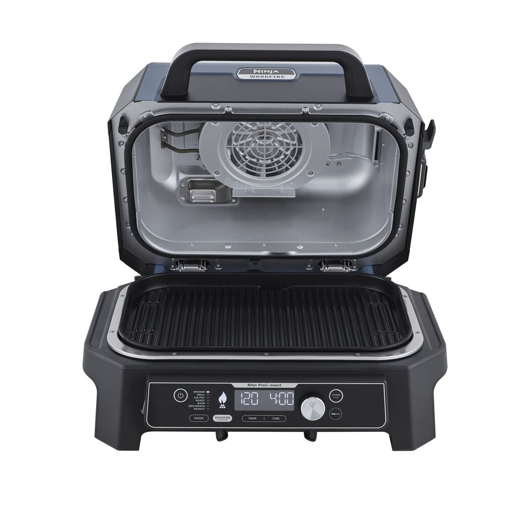 Geöffneter Elektrogrill mit Grillplatte