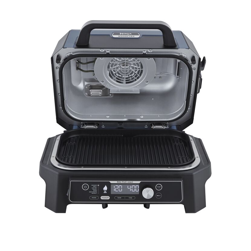 Geöffneter Elektrogrill mit Grillplatte