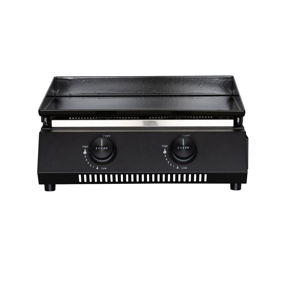 Schwarze Plancha mit zwei Brennern