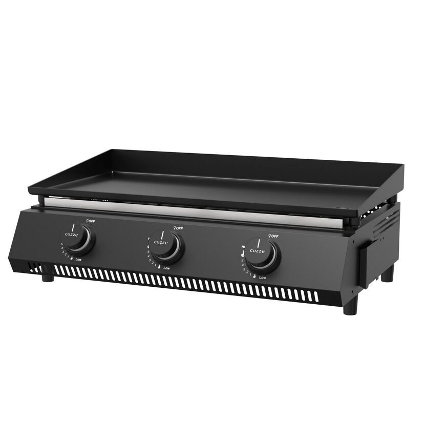 Schwarze Plancha mit drei Drehreglern