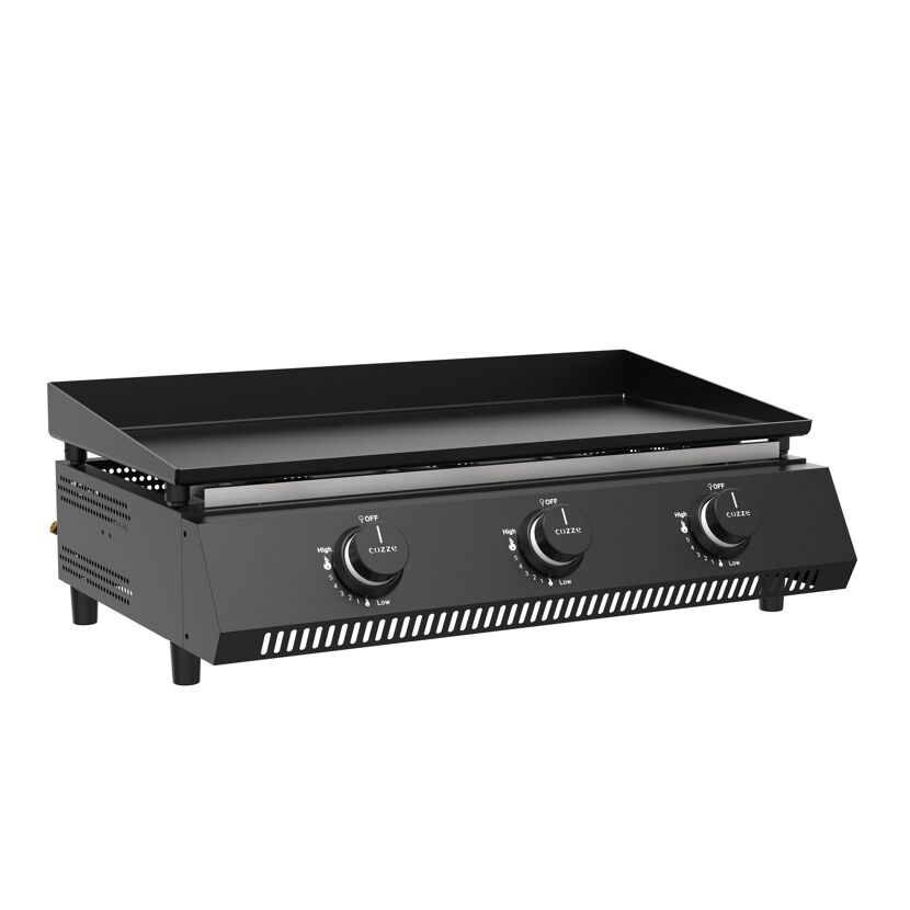 Schwarze Plancha mit drei Brennern