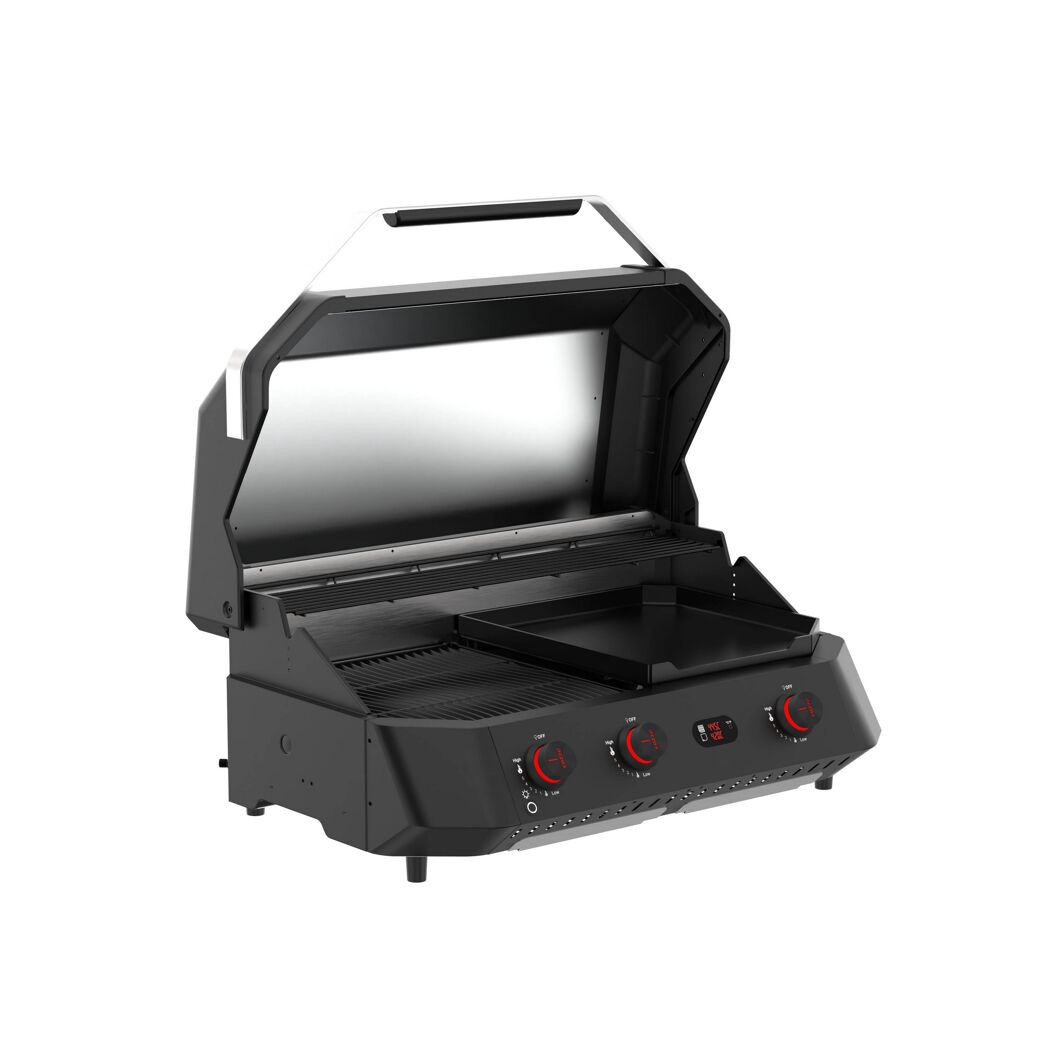 Gasgrill mit offenem Deckel