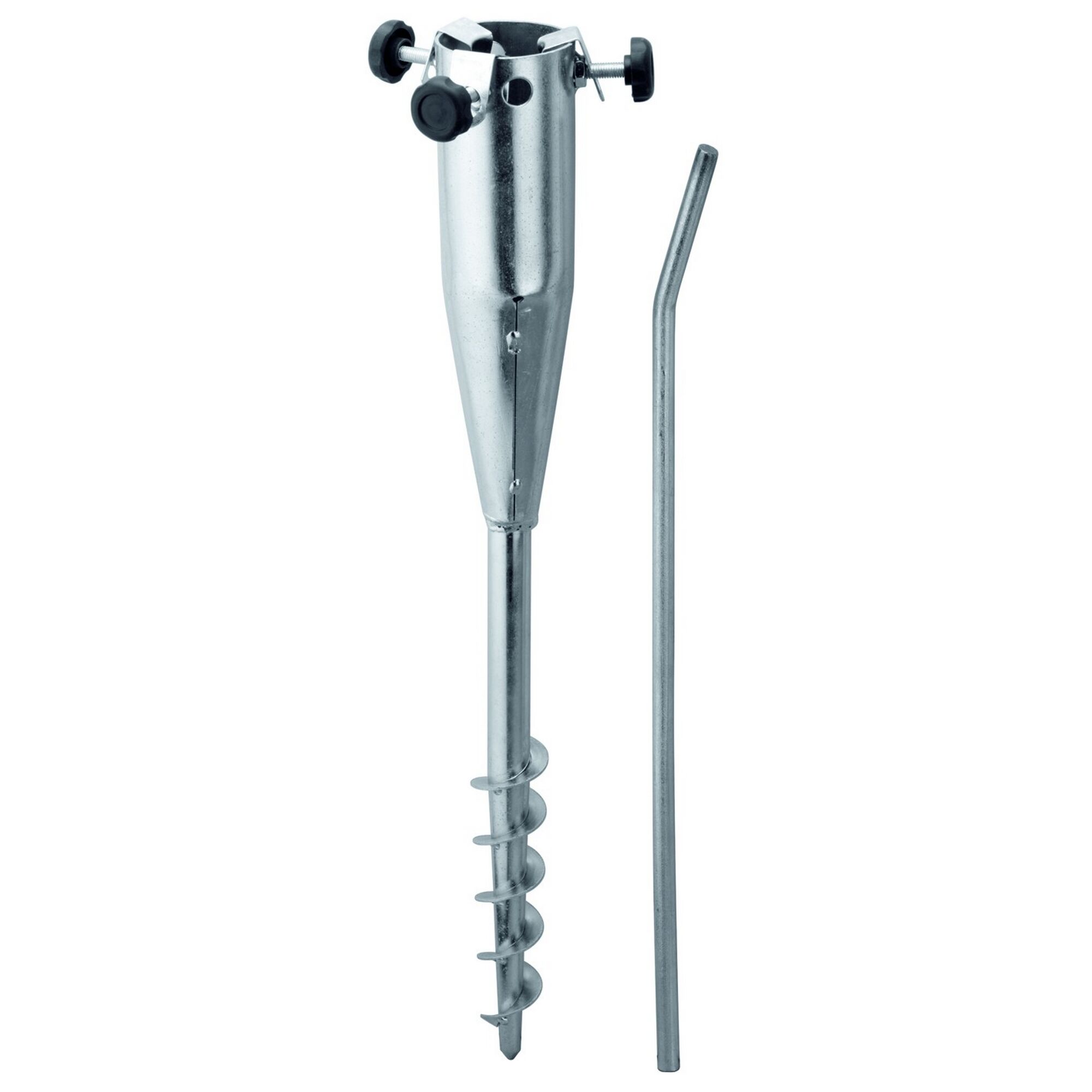 Metallener Sonnenschirm-Bodendübel mit Erdspieß