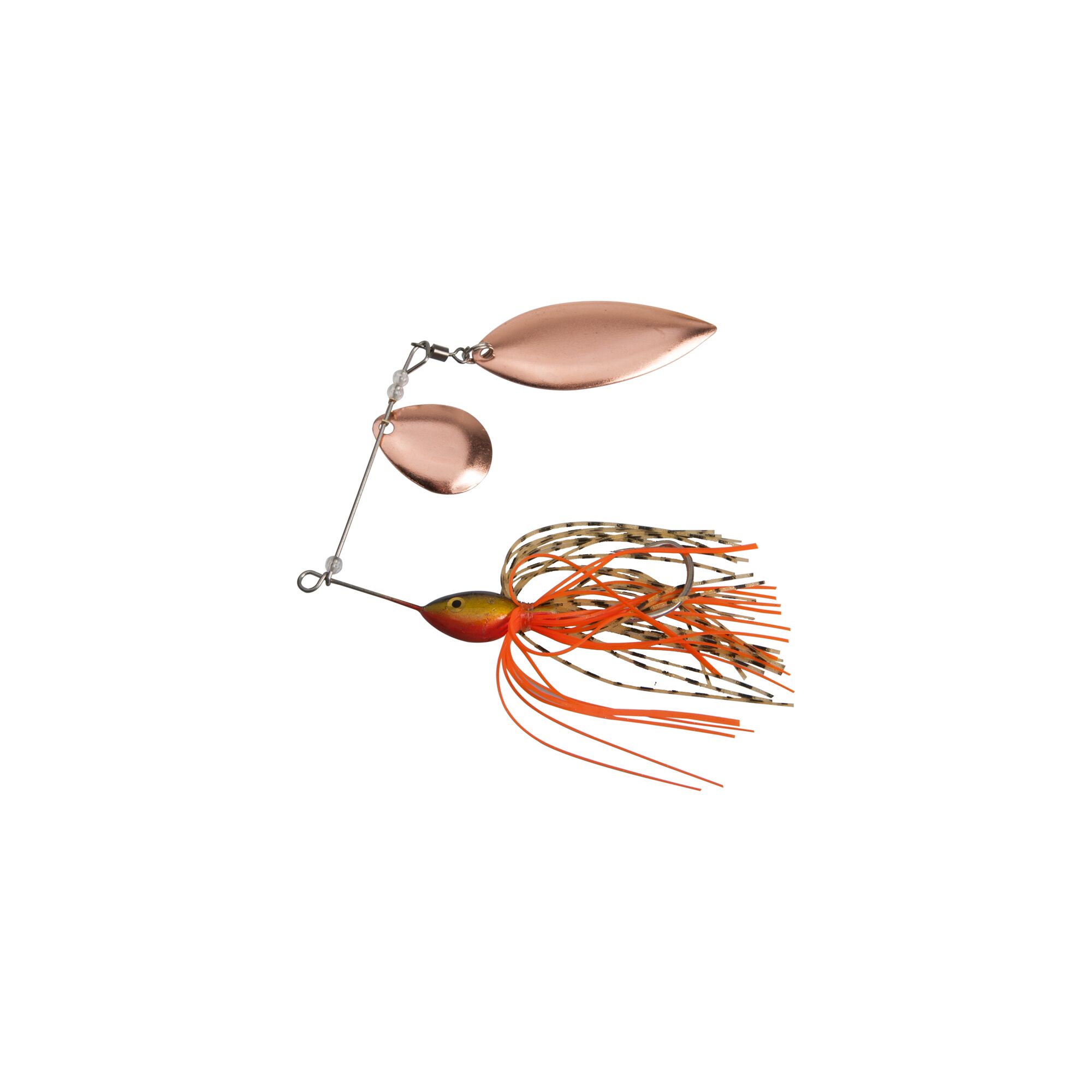Spinnerbait mit zwei Spinnerblättern und Jigkopf mit Fransen