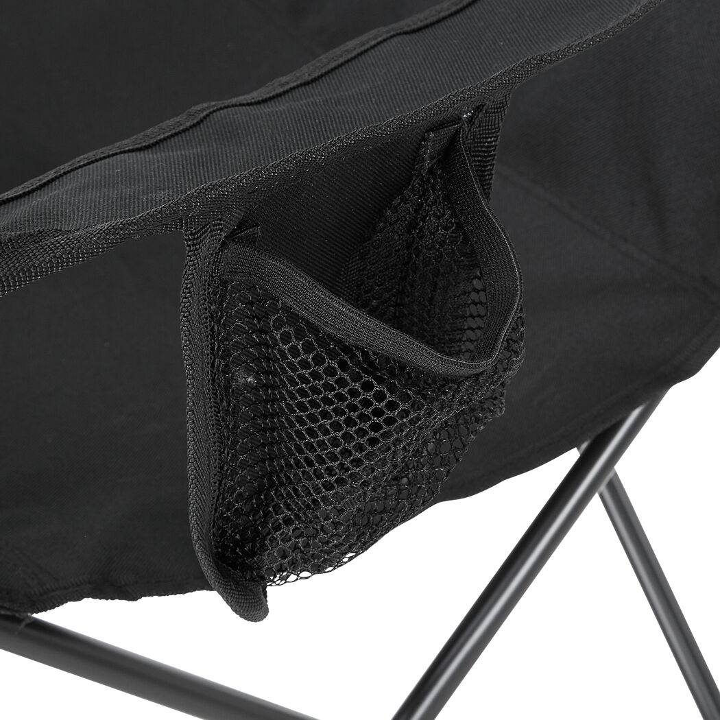 Schwarzer Campingstuhl Travel Chair, Detail Netz-Seitentasche