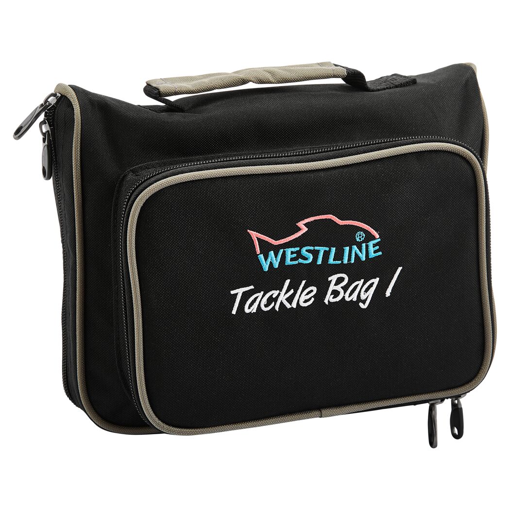 Schwarze Tasche "Tackle Bag I" mit Logo und Schriftzug.