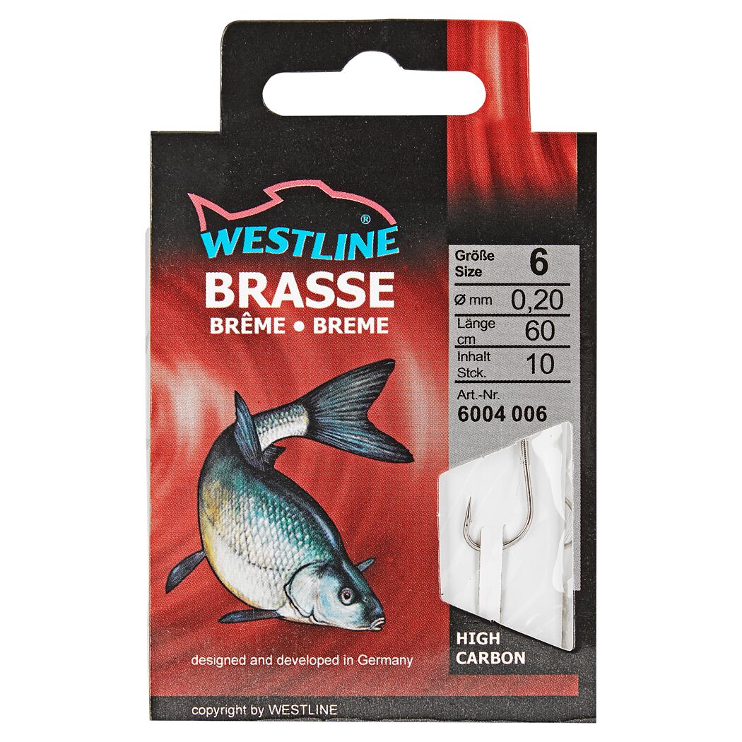 Westline Brassenhaken Größe 6, 0,20 mm, 10 Stück