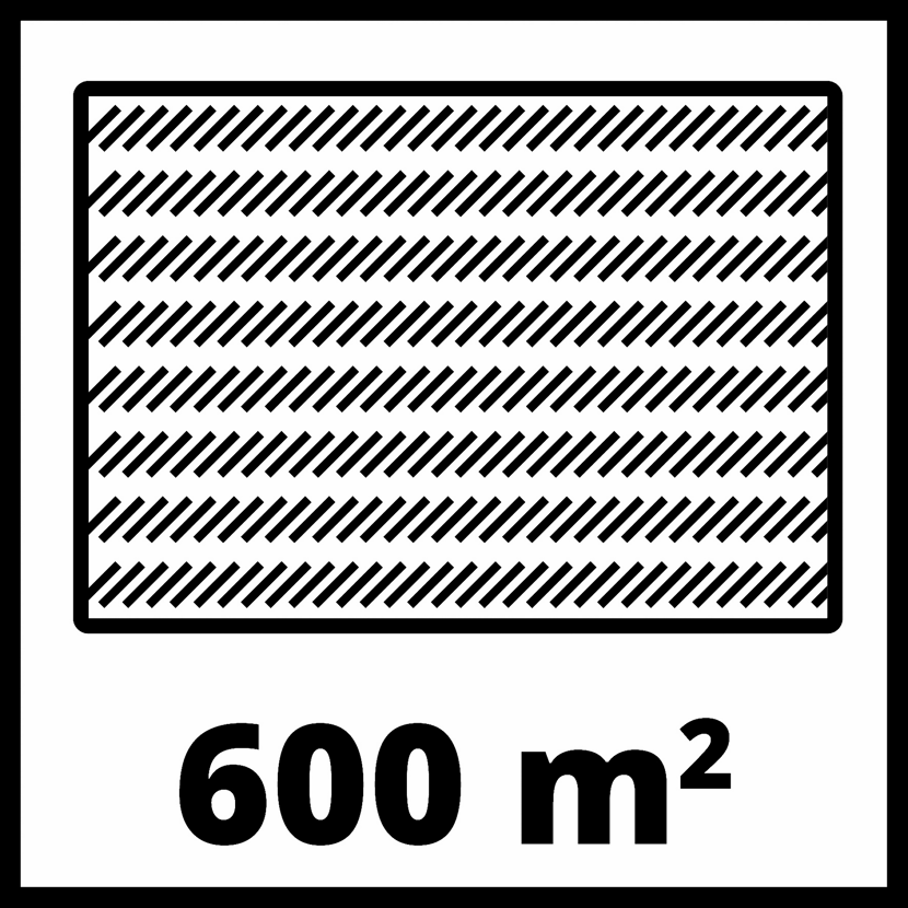Schraffierte Fläche mit der Beschriftung 600 m².