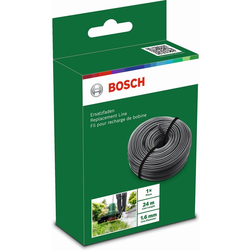 Bosch Ersatzfaden für Rasentrimmer, 24 m, 1,6 mm Durchmesser