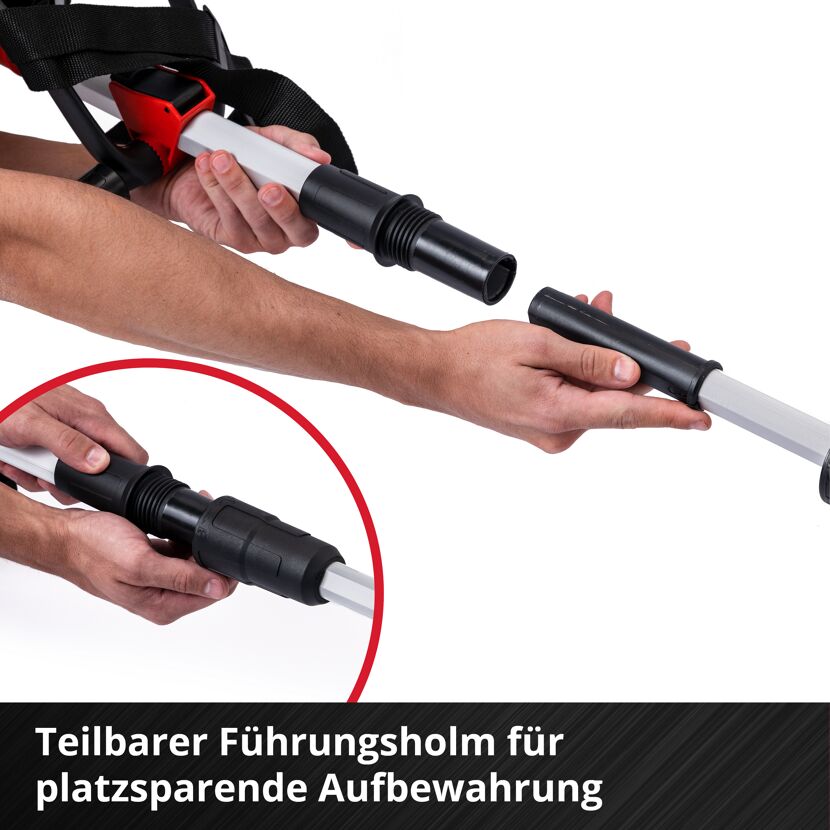 Teilbarer Führungsholm für platzsparende Aufbewahrung