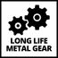 Zwei Zahnräder und der Schriftzug Long Life Metal Gear.
