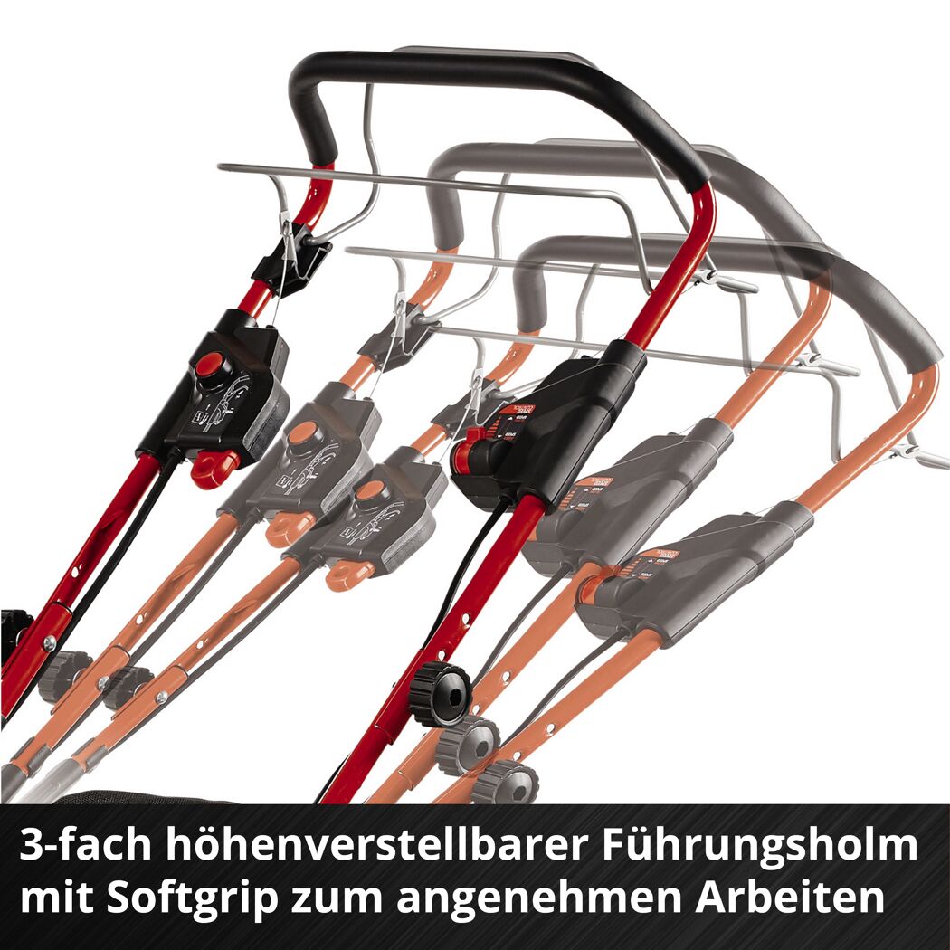 3-fach höhenverstellbarer Führungsholm mit Softgrip