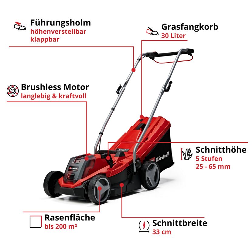 Einhell Akku-Rasenmäher GE-CM 18/33 Li rot