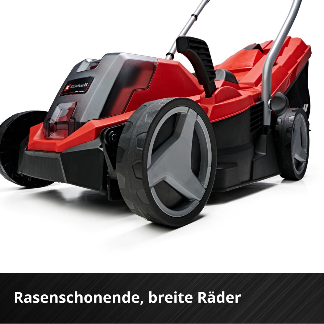 Einhell Akku-Rasenmäher GE-CM 18/33 Li mit rasenschonenden, breiten Rädern