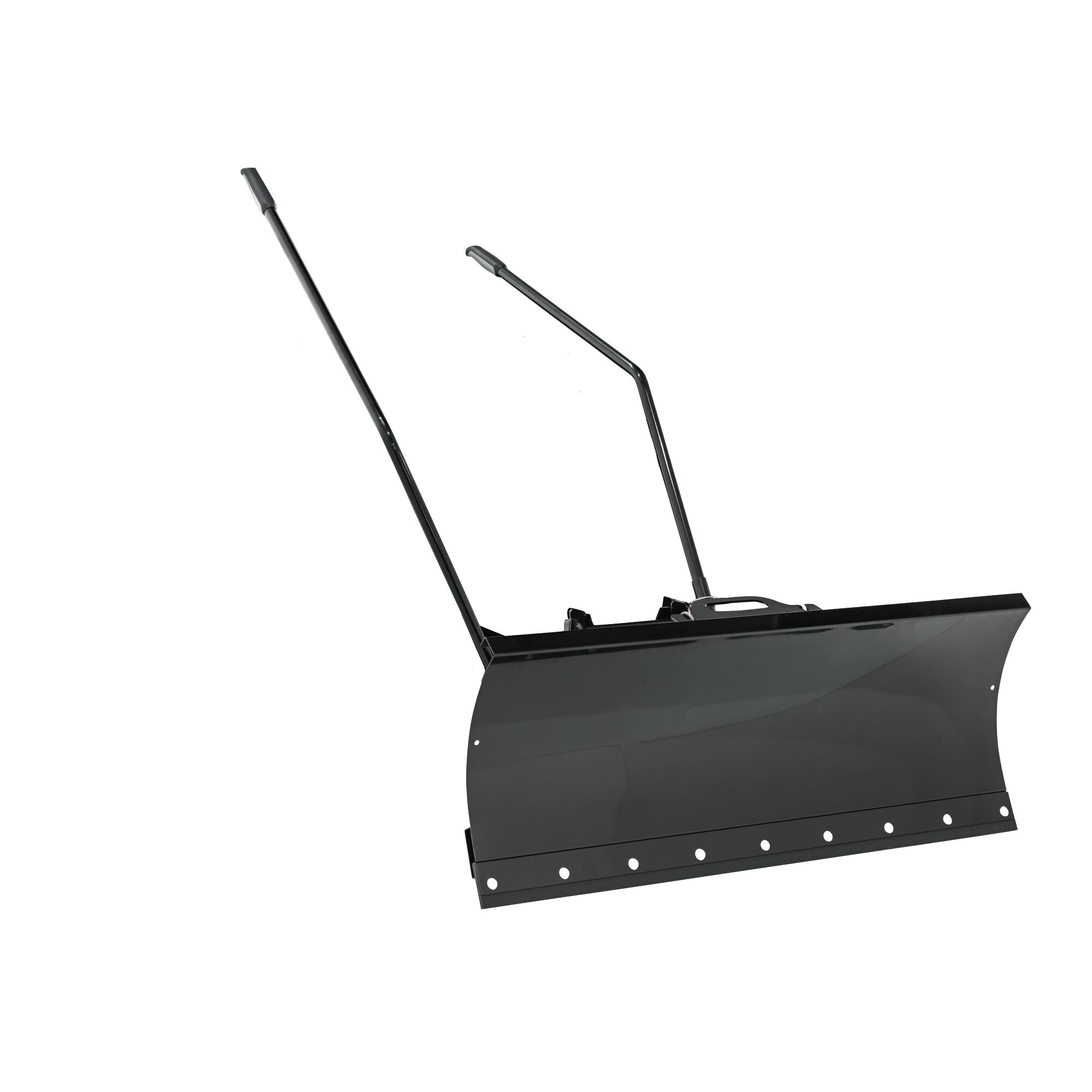 Schwarzes Schneeschild mit zwei schwarzen Griffen.