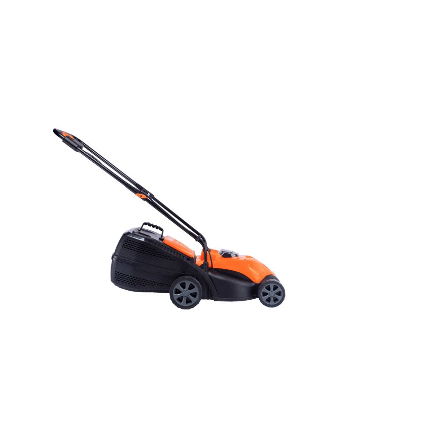 Orange-schwarzer Akku-Rasenmäher LM C32A