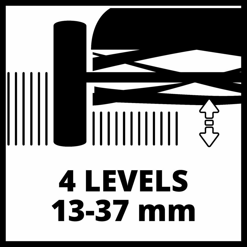Vier Schnitthöheneinstellungen von 13-37 mm