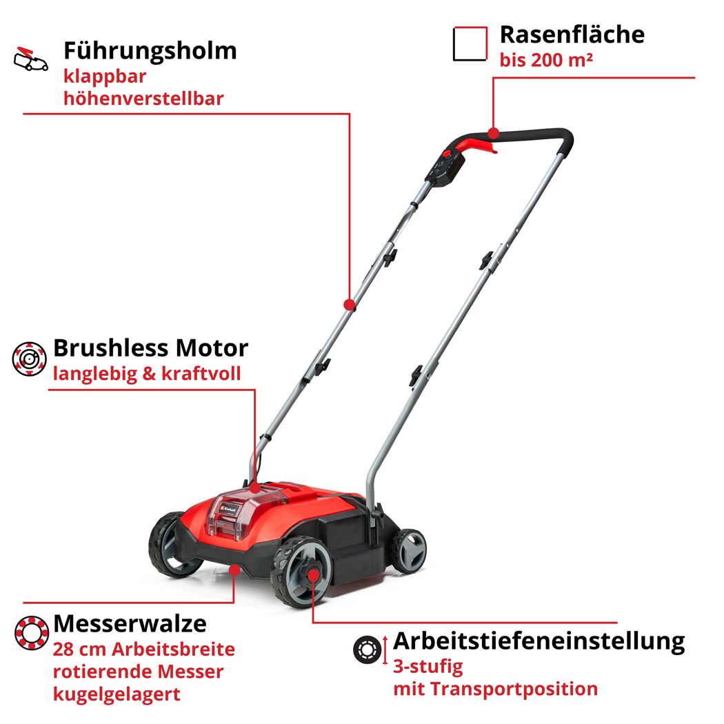 Akku-Vertikutierer 'GC-SC 18/28 Li-Solo' ohne Akku bis 200 m²