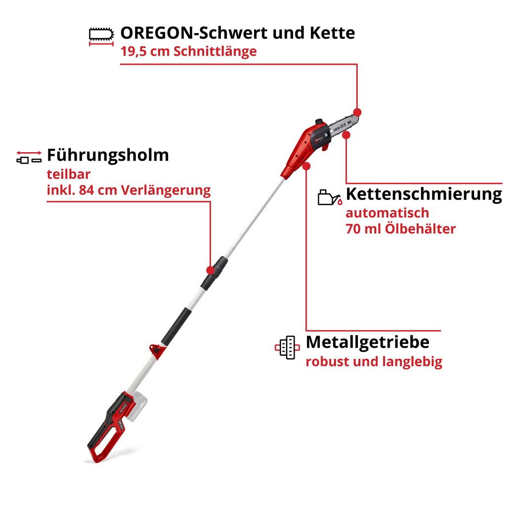 Akku-Hochentaster mit OREGON-Schwert und Kette