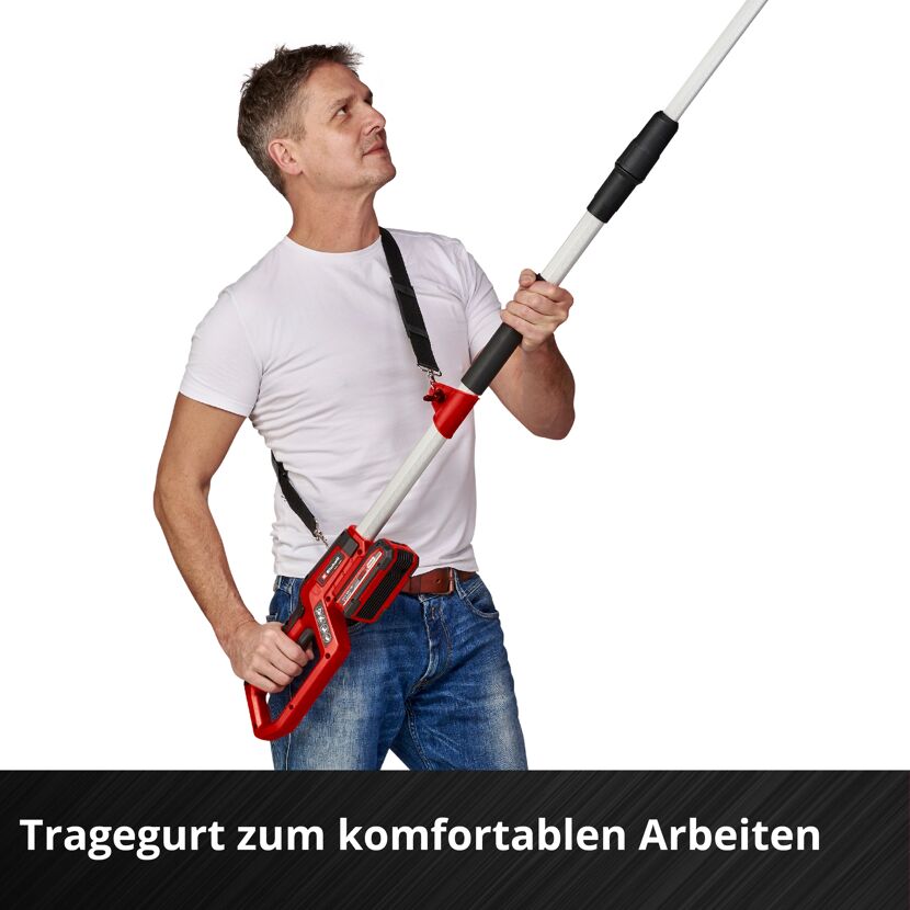 Person mit Einhell Akku-Hochentaster GC-LC 18/20 Li T-Solo