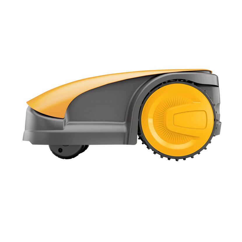 Rasenroboter G 600 in gelb und grau, Seitenansicht