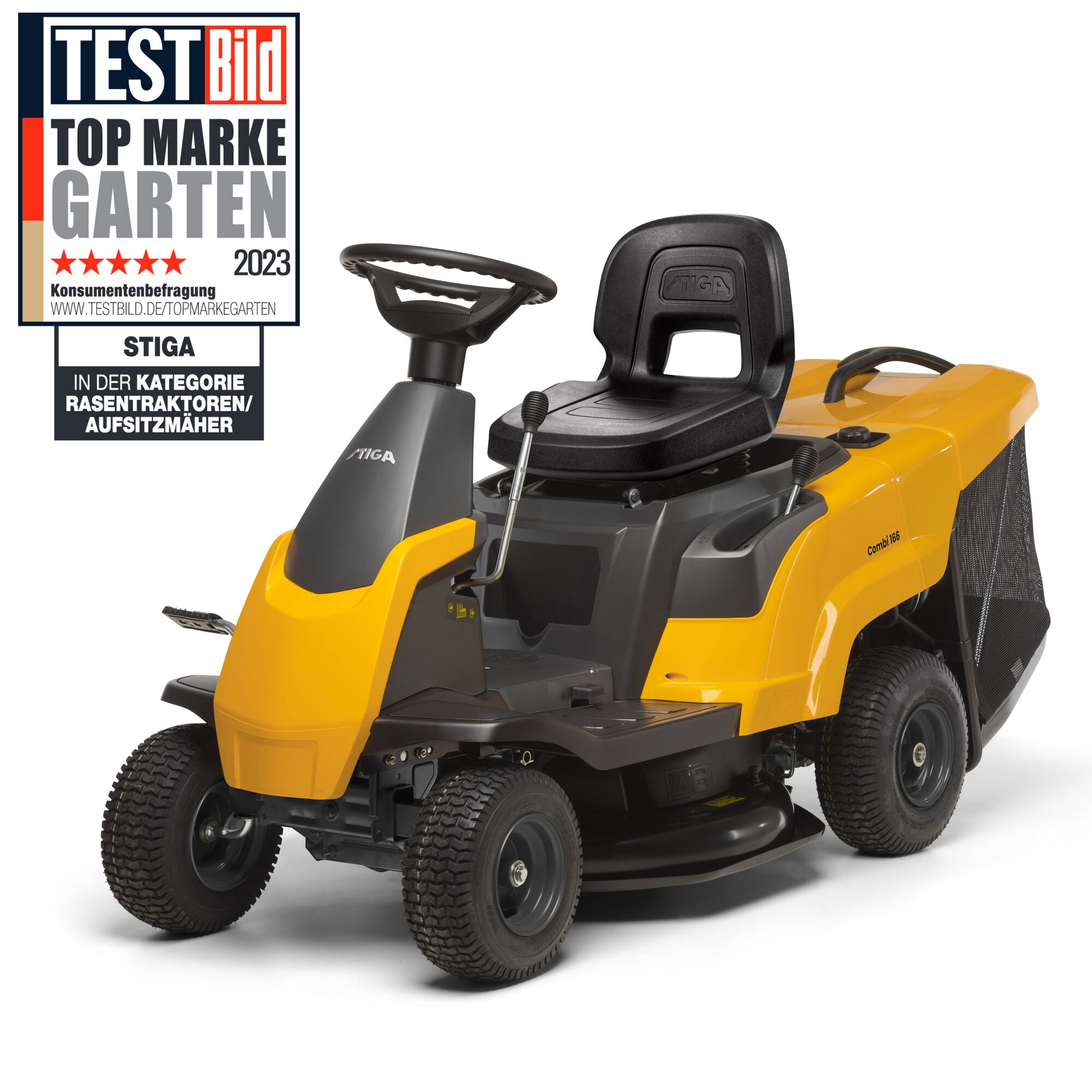 Gelber Rasentraktor STIGA Combi 166