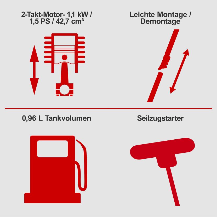 2-Takt-Motor, 0,96 l Tankvolumen, Seilzugstarter
