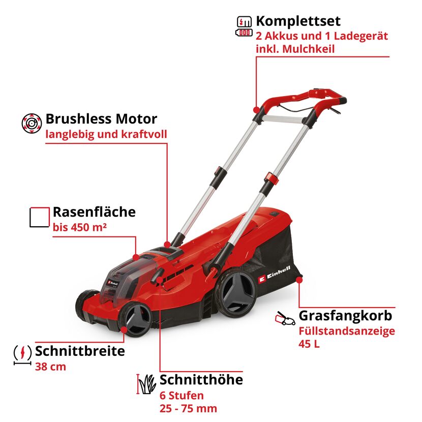Akku-Rasenmäher 'GP-CM 36/450' Professional 2 x 18 V Akkus, bis 450 m²