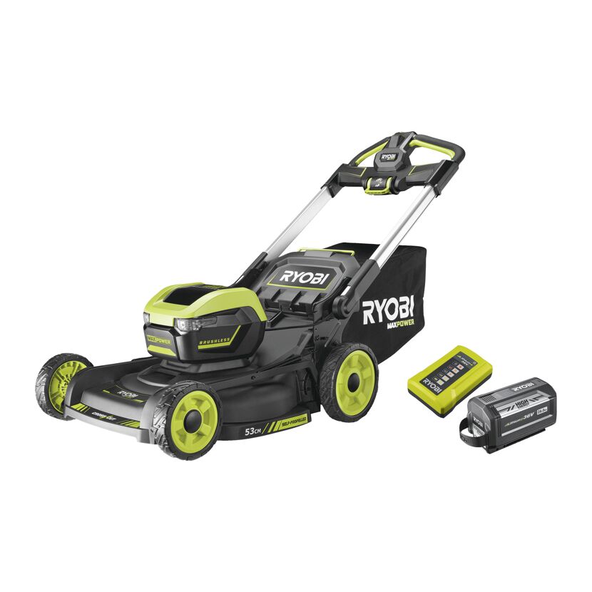 RYOBI Akku-Rasenmäher mit Akku und Ladegerät
