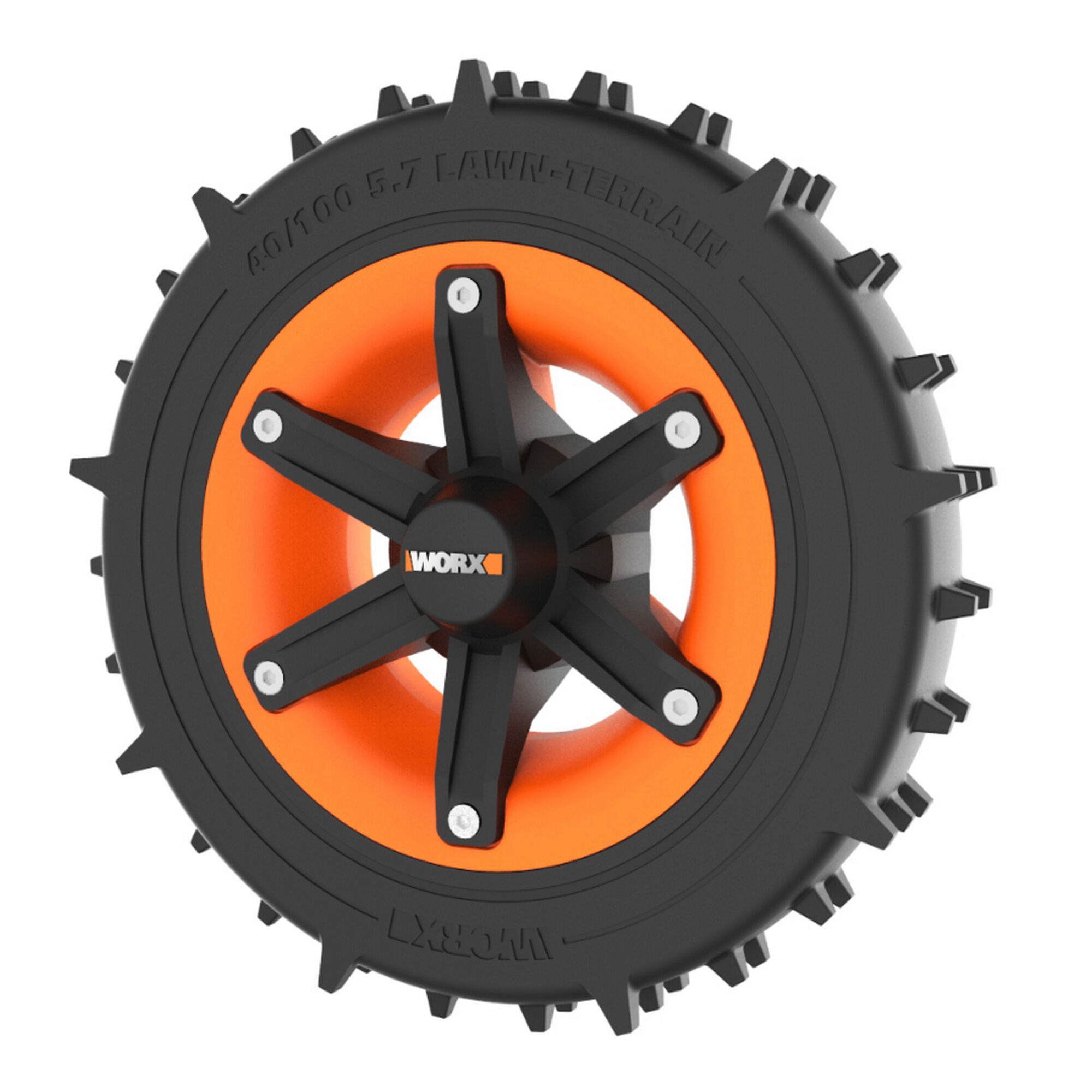 Schwarzer Reifen mit orangefarbener Felge