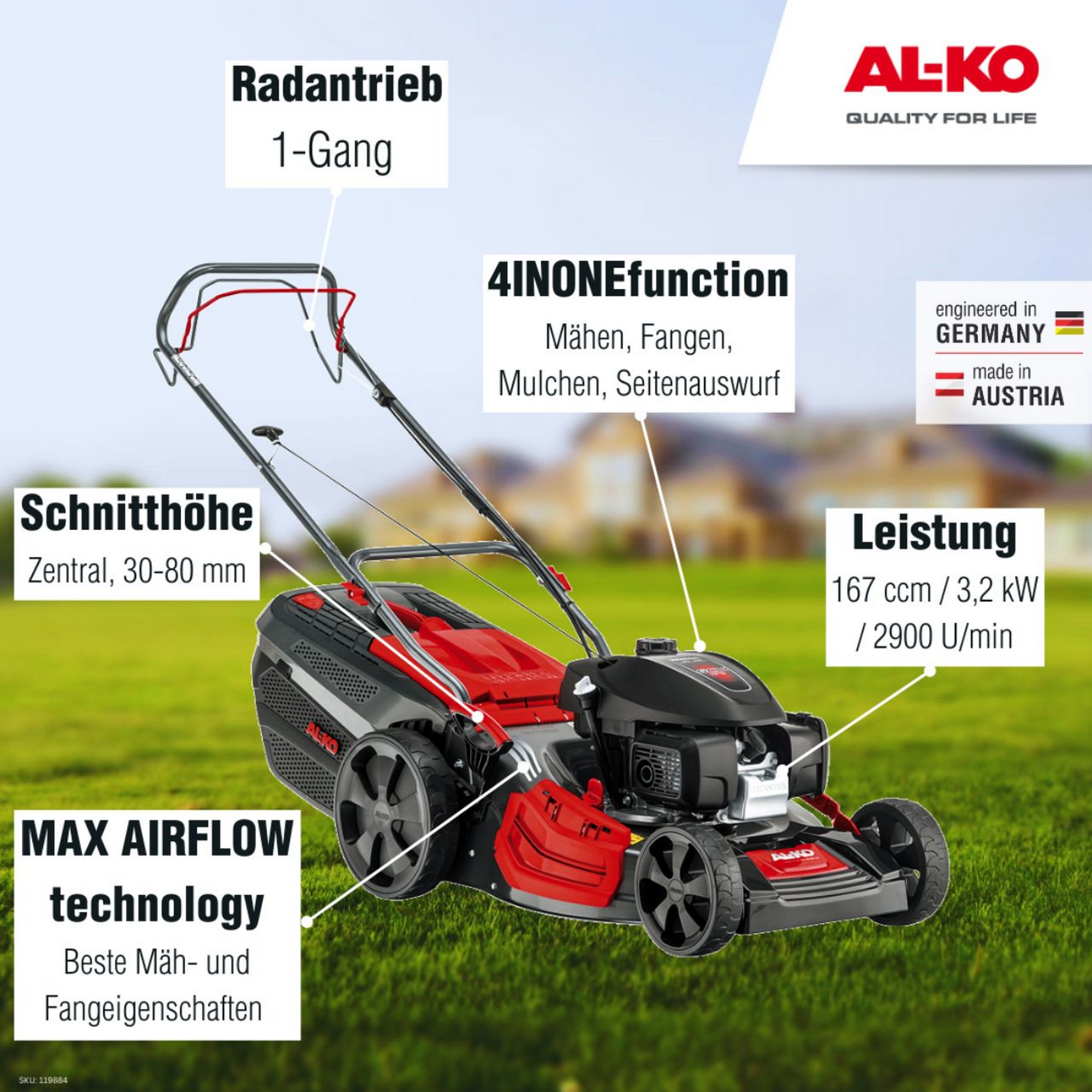 Benzin-Rasenmäher '51.9 SP-H Highline' 3,2 kW 1800 m²